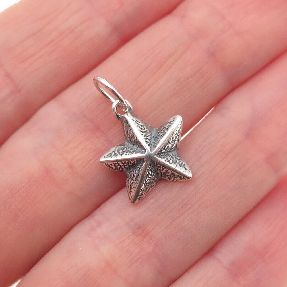 925 Sterling Silver Vintage Starfish Oxidized Mini Charm Pendant
